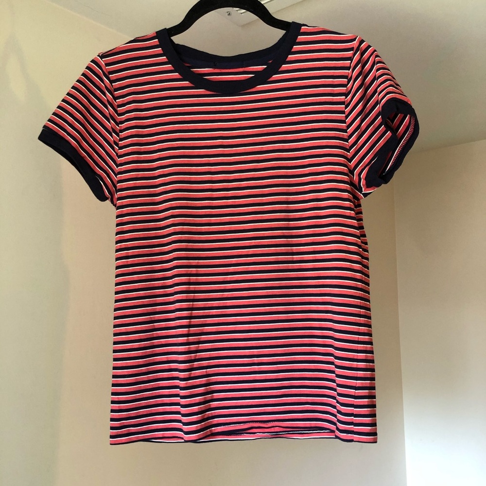 STRIPED STAPLE-PIECE CREWNECK TEE